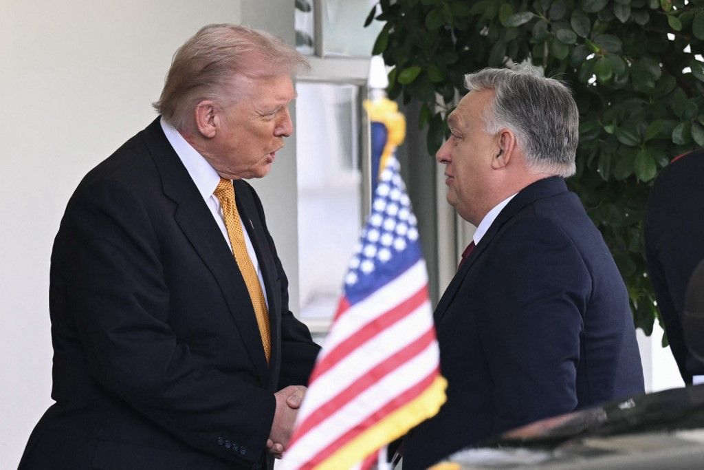 Donald Trump amerikai elnök és Orbán Viktor magyar miniszterelnök (Fotó: AFP)