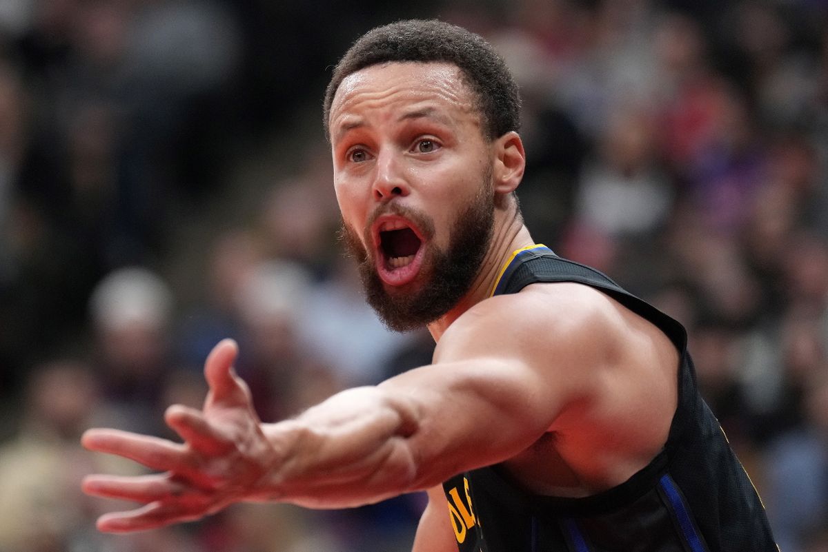 January 13, 2025, Toronto, On, CANADA: Golden State Warriors guard Stephen Curry (30) reacts to a call during first half NBA basketball action against the Toronto Raptors, in Toronto, Monday, Jan. 13, 2025. (Credit Image: © Nathan Denette/The Canadian Press via ZUMA Press)