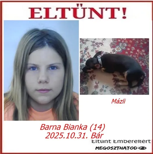 Az eltűnt lány október vége óta nem adott magáról életjelet