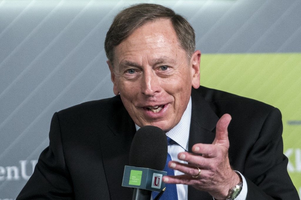 Former CIA Director and retired US General David H. Petraeus speaks at a special event of the Kyiv Security Forum, Kyiv, Ukraine, September 05, 2023 For security reasons, the event was held in the underground parking lot of a Kyiv hotel (Photo by Maxym Marusenko/NurPhoto) (Photo by Maxym Marusenko / NurPhoto via AFP)