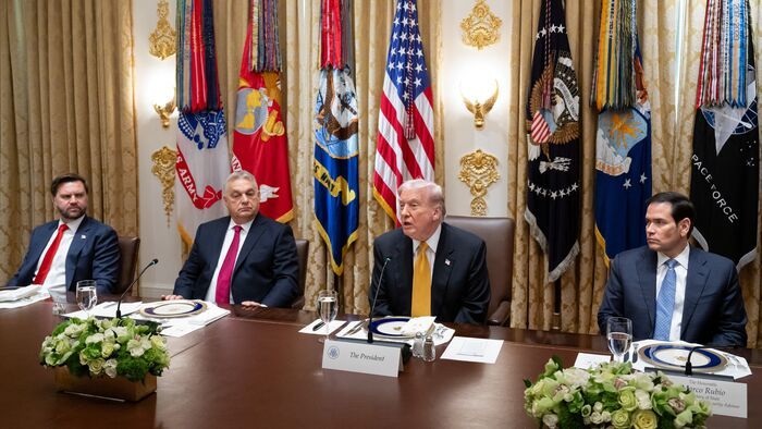 J.D. Vance alelnök, Orbán Viktor, Donald Trump és Marco Rubio amerikai külügyminiszter Forrás: MTI