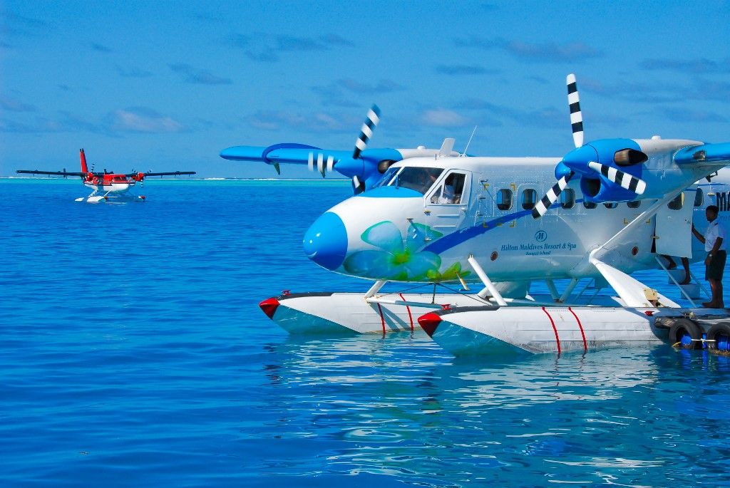 MALDIVES, MALDIVIAN AIR TAXI, ASSURE EN HYDRAVION LA LIAISON ENTRE LES ILES (Photo by MICHEL RENAUDEAU / ONLY WORLD / Only France via AFP)