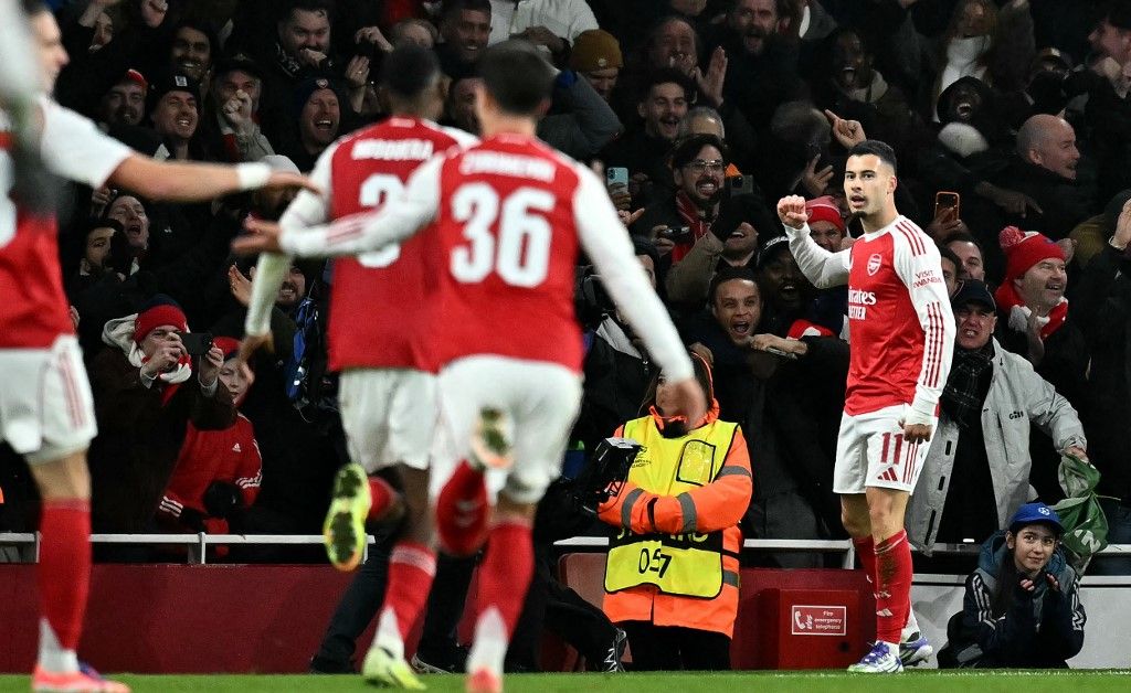 Gabriel Martinelli (jobbra) gólja döntötte el végérvényesen az Arsenal javára a Brugge elleni Bajnokok Ligája-meccset