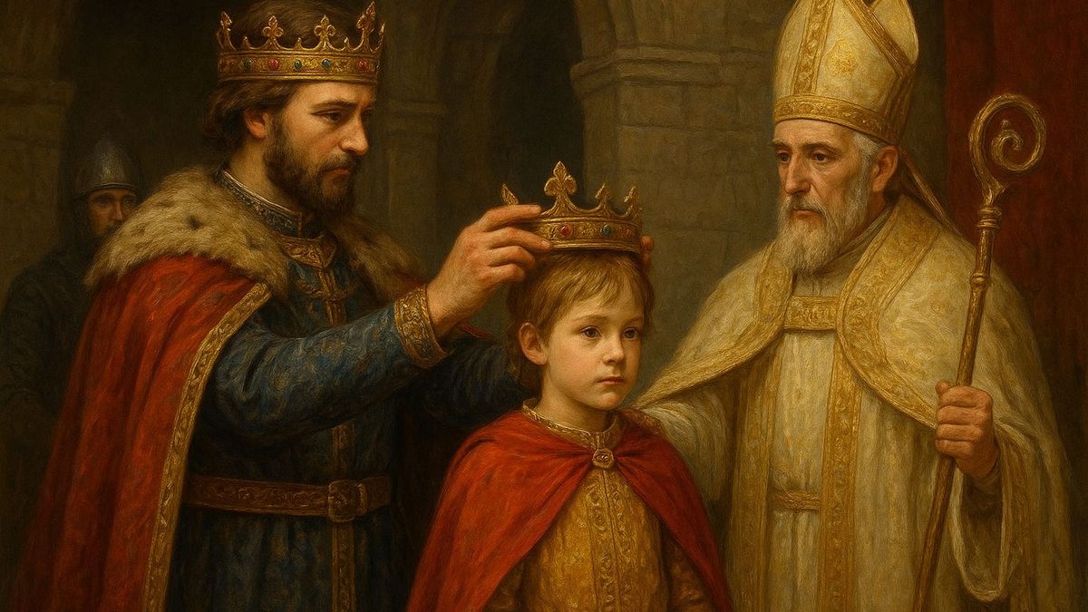 Imre megkoronáztatja fiát, a gyermek Lászlót