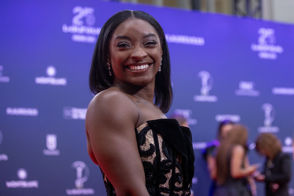 April 21, 2025, Madrid, Madrid, SPAIN: US gymnast Simone Biles attend the red carpet of the Laureus World Sport Awards 2025 at the Palacio de Cibeles, Madrid, (Credit Image: © David Canales/SOPA Images via ZUMA Press Wire)