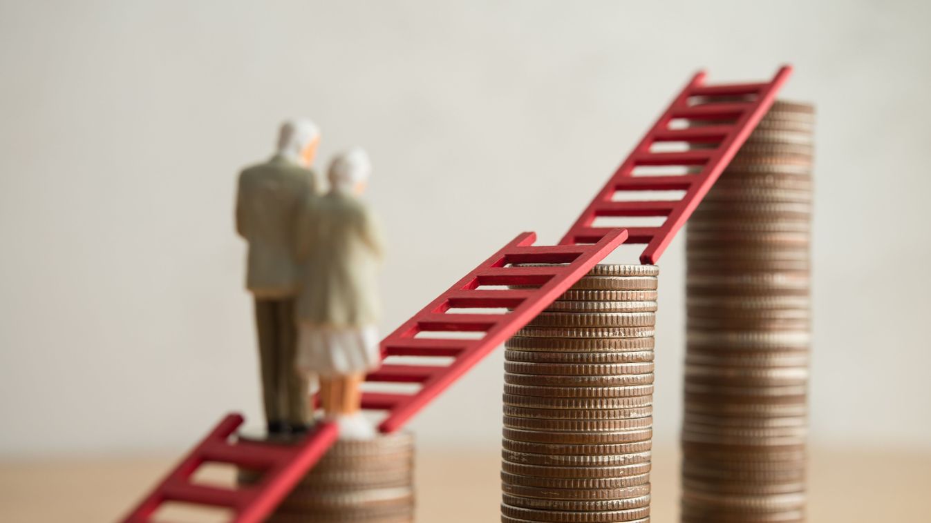 Old senior couple person walking on growth stack coins graph chart with red ladder. Financial planning for retirement, savings, pension, gain return on investment, wealth and so on concept.

2602881805
Több módszer létezik a nyugdíjunk kiegészítésére 
Shu