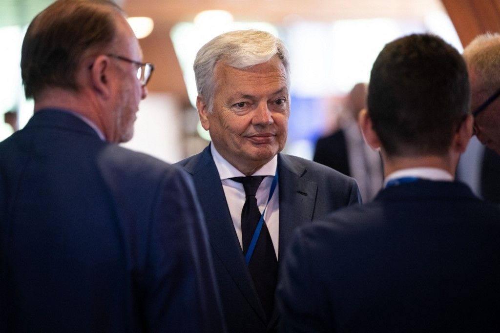 Belgium's Didier Reynders, Secretary general candidate for the Council of Europe is seen as he waits for the results of the vote in Strasbourg, eaastern France, on June 25, 2024. (Photo by SEBASTIEN BOZON / AFP)