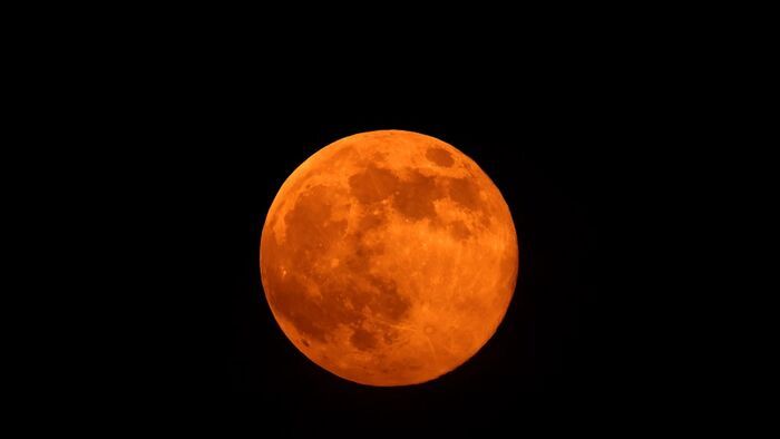 05 November 2025, Bavaria, Regensburg: The full moon rises over the autumnal landscape near Regensburg. The full moon reaches its closest point to the earth (perigee) on this Wednesday and therefore appears somewhat larger and brighter than usual. Photo: