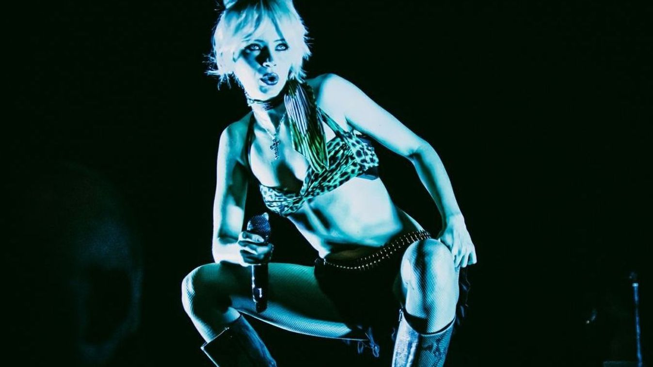 Miközben a közönség az Electric Callboy előzenekarának, az Wargasm együttes énekesnőjére figyelt, a zsebtolvajok már munkához láttak a tömegben. Fotó: Máté Éva
