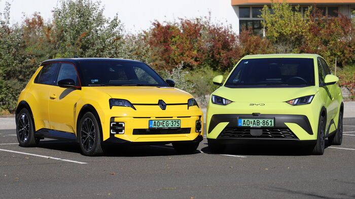 Renault 5 E-Tech és BYD Dolphin Surf összehasonlító teszt