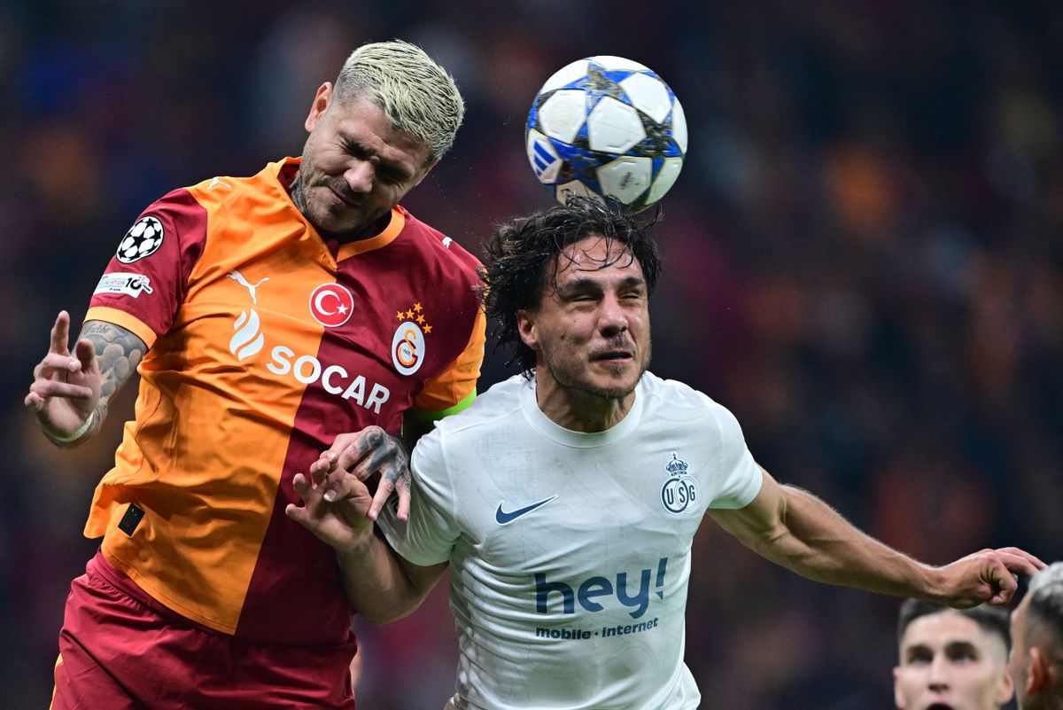 Argentinok csatája: Mauro Icardi és Kevin Mac Allister a Galatasaray és a Royale Union BL-meccsén, utóbbi örülhetett Sallai csapata ellen