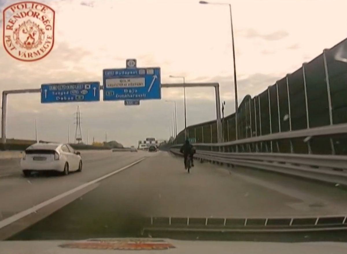 Az M0-s leállósávjában haladt egy biciklis