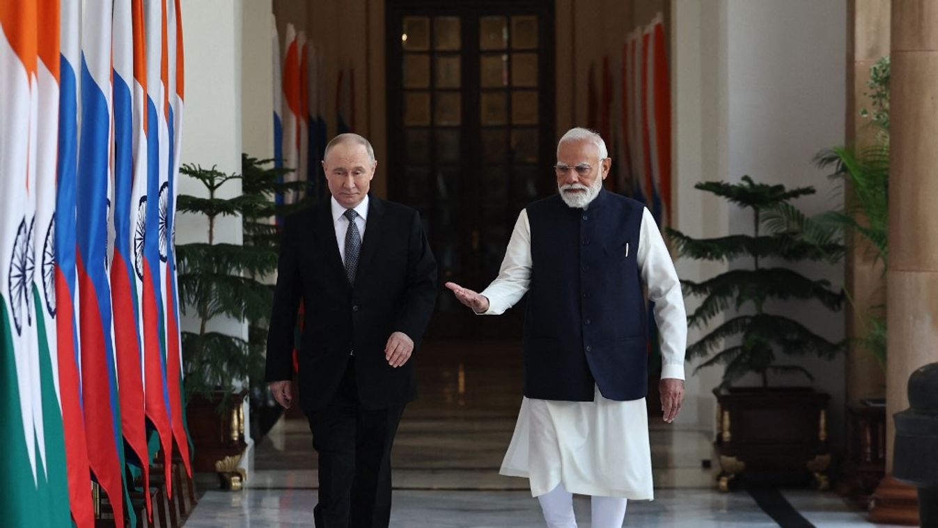  Vlagyimir Putyin orosz elnök és Narendra Modi indiai miniszterelnök  (Fotó: AFP)