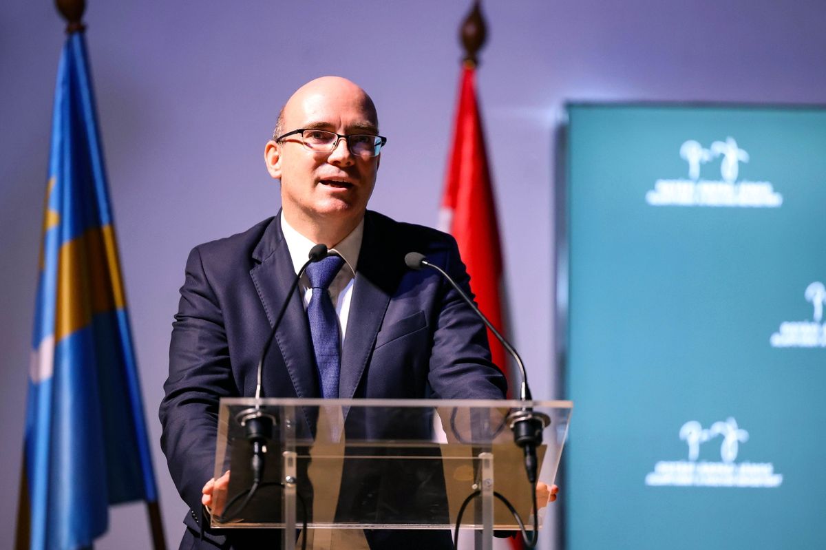 Kakasd, 2025. december 11.
Maruzsa Zoltán, a Belügyminisztérium köznevelésért felelős államtitkára beszédet mond a tavaly elhunyt nemzetpolitikáért felelős államtitkár és országgyűlési képviselő, Potápi Árpád János tiszteletére alapított díj első átadóünnepségén a Tolna vármegyei Kakasdon 2025. december 11-én.
MTI/Kiss Dániel