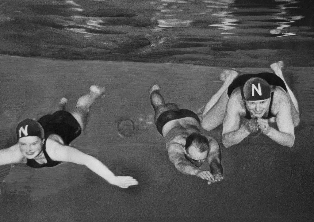 Undated picture showing swimmers in the swimming pool created for the Berlin 1936 Olympic Games. (Photo by AFP)