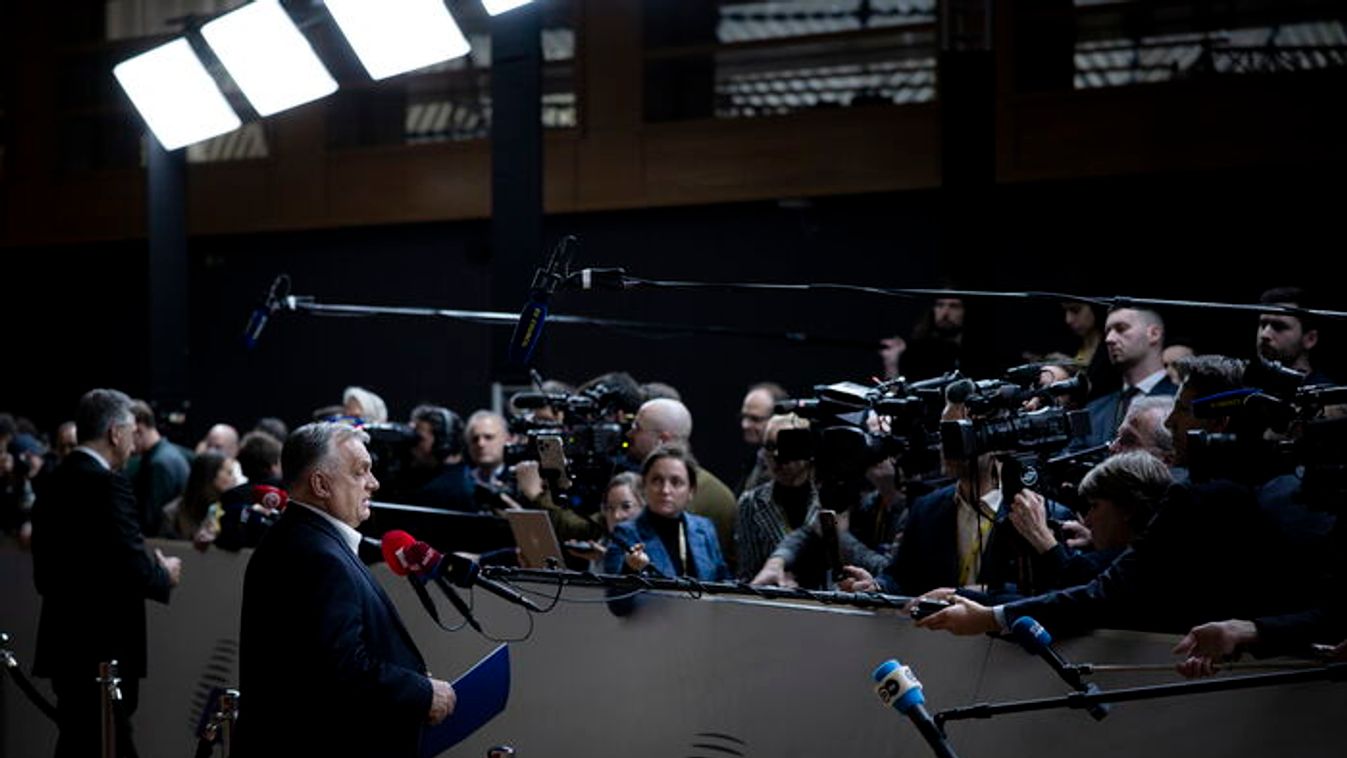  Hungarian Prime Minister Viktor Orban speaks to the press following the summit of EU member states in Brussels in the early hours of December 19, 2025 (Photo: MTI/Prime Minister’s General Department of Communication/Zoltan Fischer)
