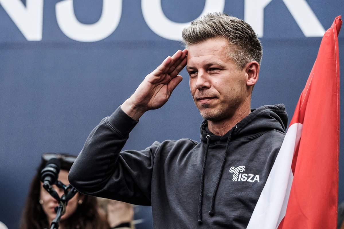 20250413 BudapestA Tisza Párt „Nemzet Hangja” elnevezésű kezdeményezése kérdéseinek eredményváró rendezvénye.fotó: Hatlaczki Balázs (HB)MWképen: Magyar Péter, a Tisza Párt elnöke, baloldali megszorítócsomag