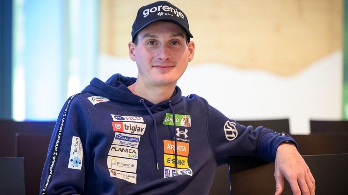 Slovenian ski jumper Domen Prevc, current ski jumping world champion and world ski flying record holder, poses during an interview with AFP at the annual media day of Ski Association of Slovenia in Brdo, near Kranj on October 7, 2025. Domen and Nika Prevc