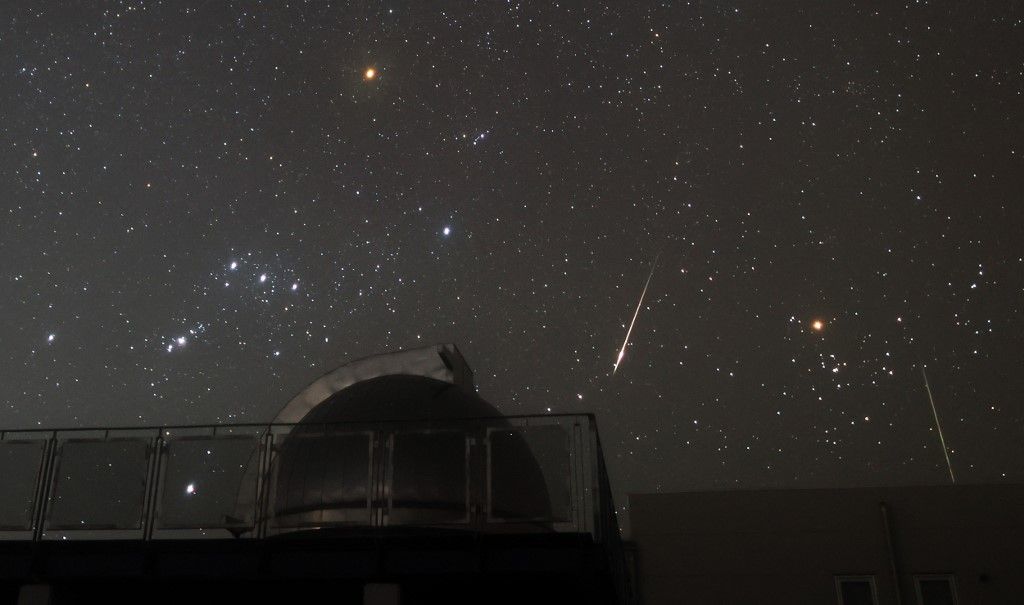Gemini meteoric swarm is observed over Bisei Spaceguard Center in Ihara City, Okayama Prefecture on December 14, 2021. ( The Yomiuri Shimbun ) (Photo by Ken Satomi / The Yomiuri Shimbun via AFP)