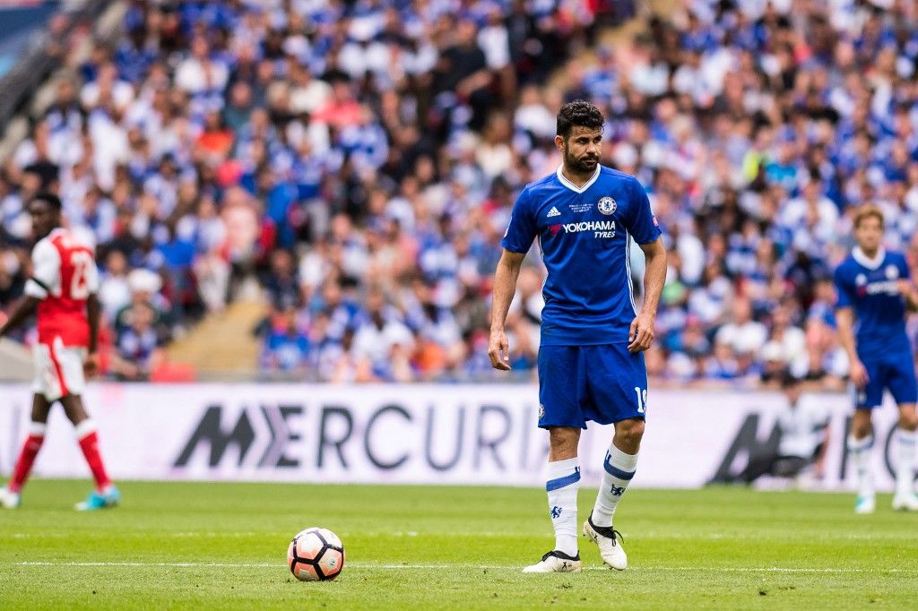 Chelsea forward Diego Costa (19) during the The FA Cup Final match between Arsenal and Chelsea at Wembley Stadium, London, England on 27 May 2017. Photo by Sebastian Frej / ProSportsImages / DPPI (Photo by Sebastian Frej / Pro Sports Images Ltd / DPPI via AFP)