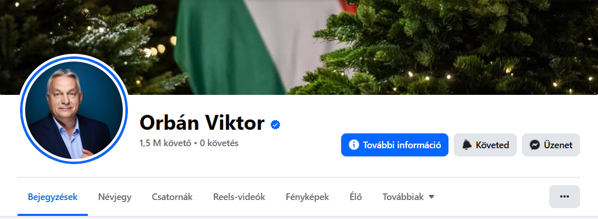 Orbán Viktor elérte Facebookon a másfél millió követőt (Forrás: Képernyőkép/Facebook)