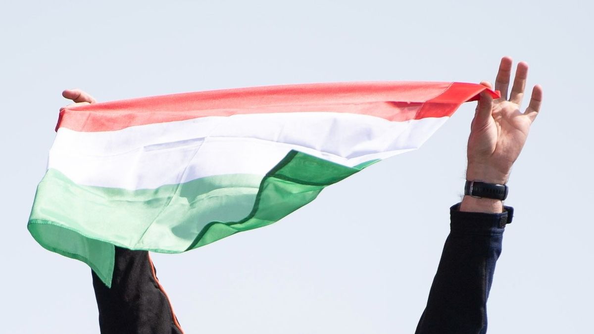 Budapest, 2025. augusztus 18.
Kapu Tibor kutatóűrhajós integet magyar zászlóval a kezében érkezése után a Liszt Ferenc-repülőtéren 2025. augusztus 18-án. A kutatóűrhajós az Ax-4 misszió tagjaként június 25. és július 15. között járt a Nemzetközi Űrállomáson.
MTI/Bodnár Boglárka