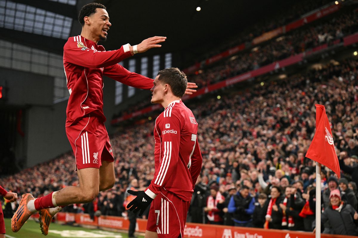 Florian Wirtz és Hugo Ekitiké gólöröme a második liverpooli találatnál