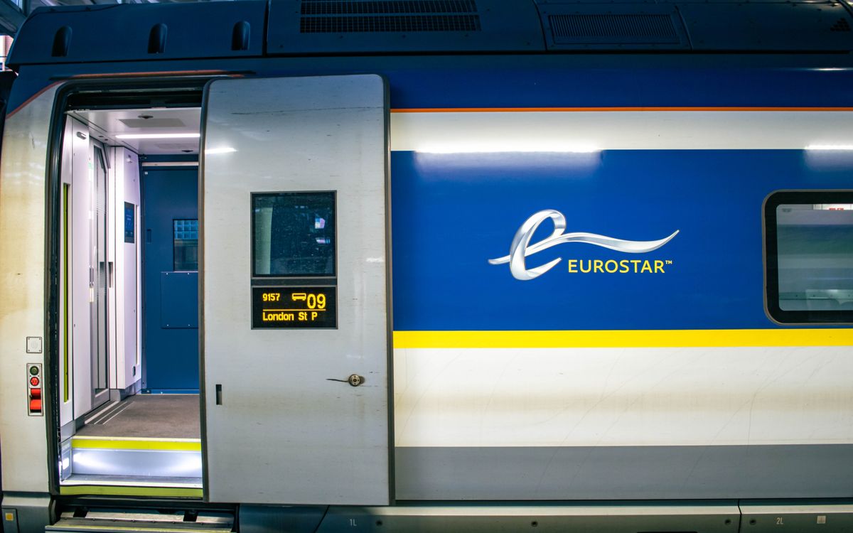 London, England. April 15th, 2022: Eurostar carriage along a platform in Paris.