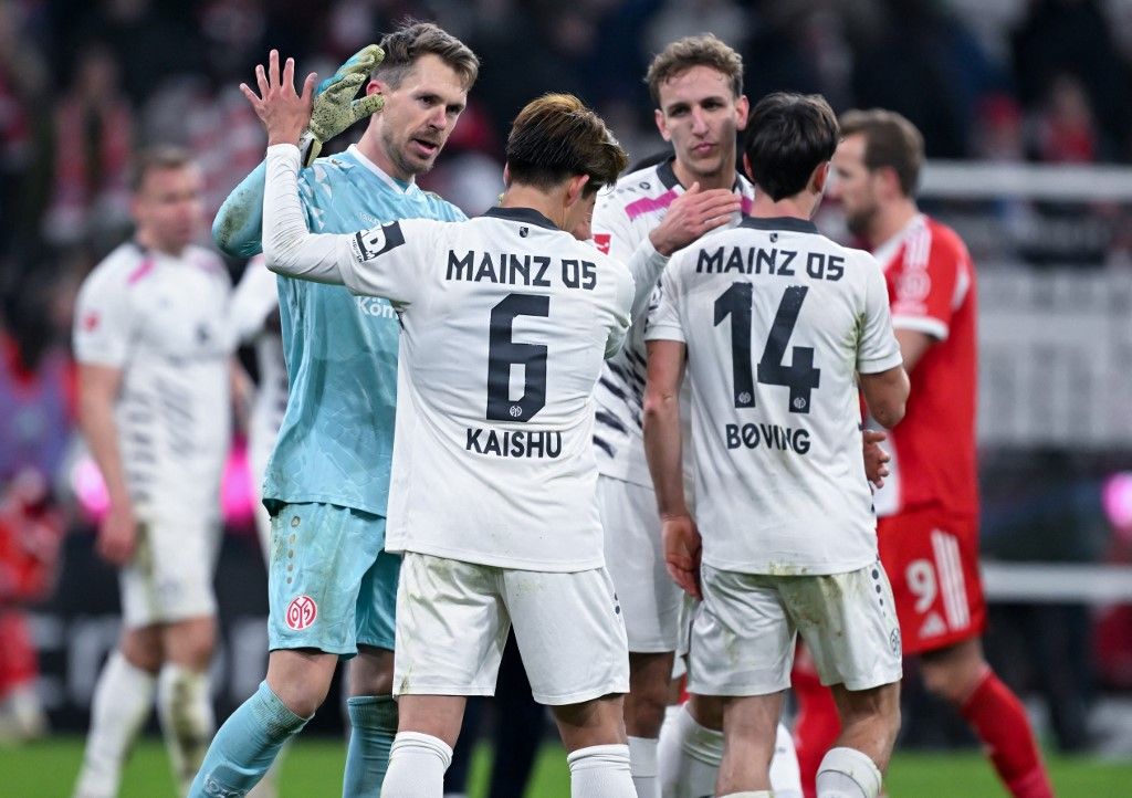 A kapus Daniel Batz és társai nem véletlenül ünnepeltek a Mainz Bayern München elleni Bundesliga-pontszerzése után