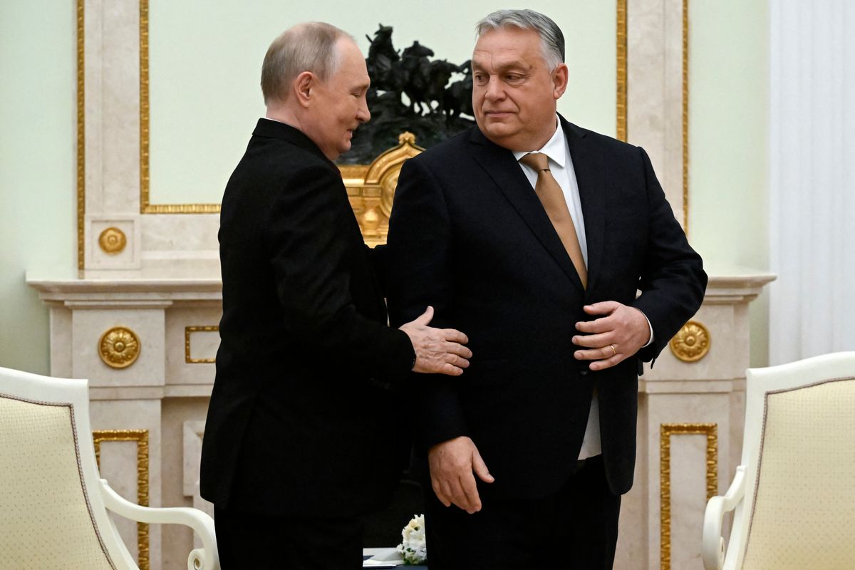 Russia's President Vladimir Putin meets with Hungary's Prime Minister Viktor Orban at the Kremlin in Moscow on November 28, 2025. (Photo by Alexander NEMENOV / POOL / AFP)