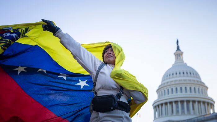 Amerikai Egyesült Államok - A venezuelai ellenzéki vezető MarÌa Corina Machado támogatója Washingtonban