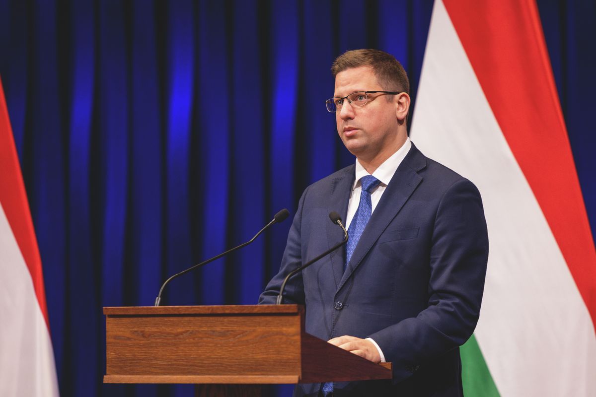 Gulyás Gergely Miniszterelnökséget vezető miniszter a január 22-i kormányinfón (Fotó: Ladóczki Balázs)
