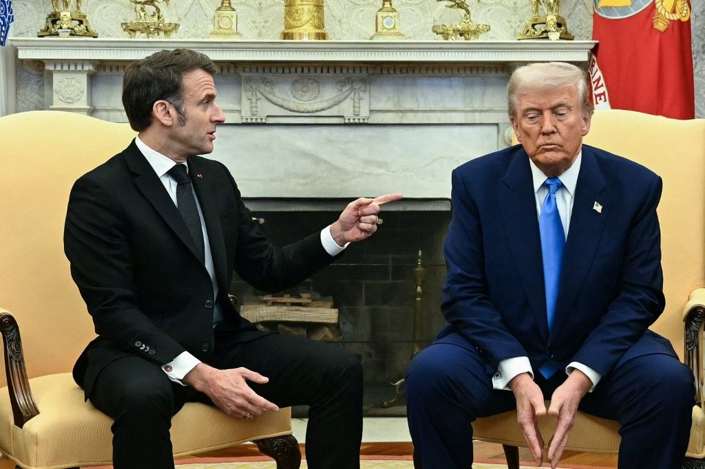 Emmanuel Macron francia elnök és Donald Trump amerikai elnök (Fotó: AFP)