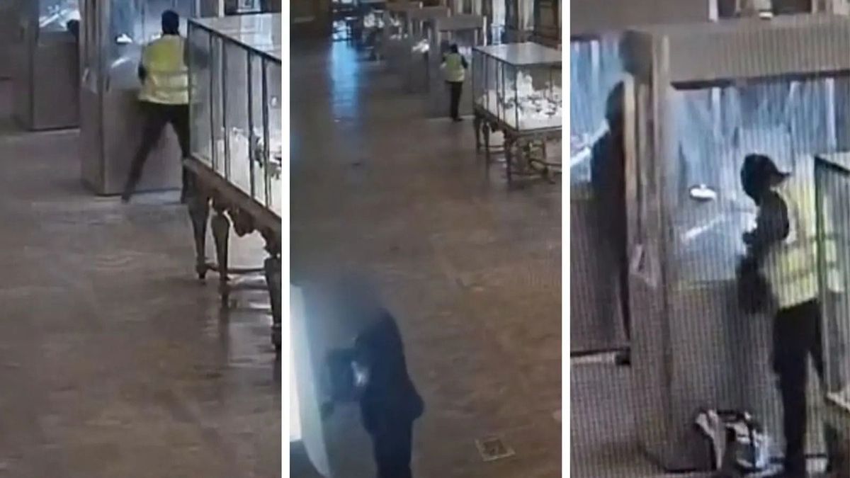Videón a Louvre-rablás, sarokcsiszolóval estek neki a vitrinek üvegének, négy perc alatt végeztek