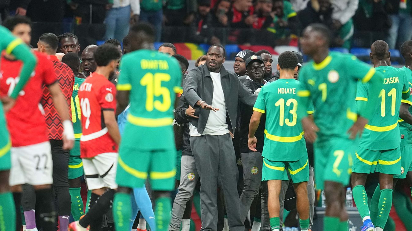 Mohamed Szaláh
Pape Thiaw of Senegal  gestures  during the quarter final match between Senegal and Egypt at Tangier Stadium, Tangier, Morocco on January 14, 2026.  (Photo by Ulrik Pedersen/NurPhoto) (Photo by Ulrik Pedersen / NurPhoto via AFP)