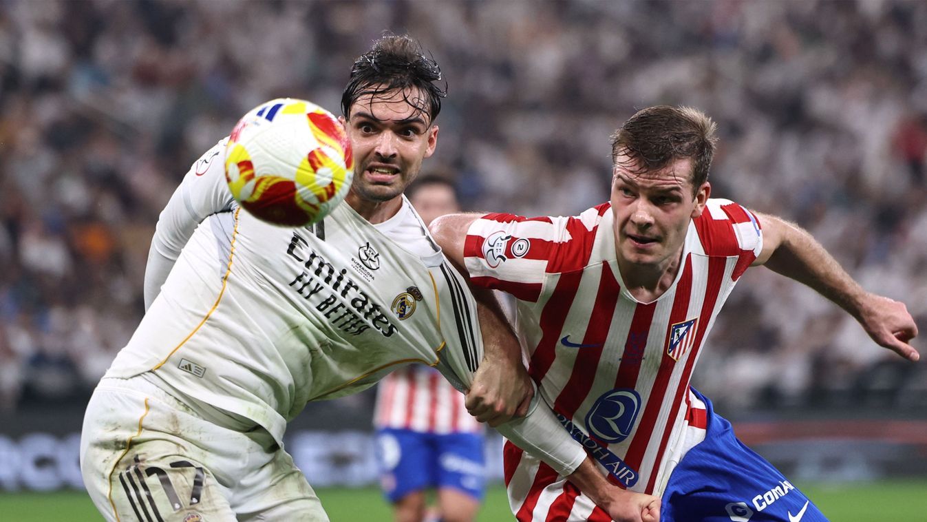 Real Madrid 
Atletico Madrid's Slovak defender #17 David Hancko fights for the ball with Atletico Madrid's Norwegian forward #09 Alexander Sorloth during the Spanish Supercup semi-final football match between Atletico Madrid and Real Madrid at King Abdull
