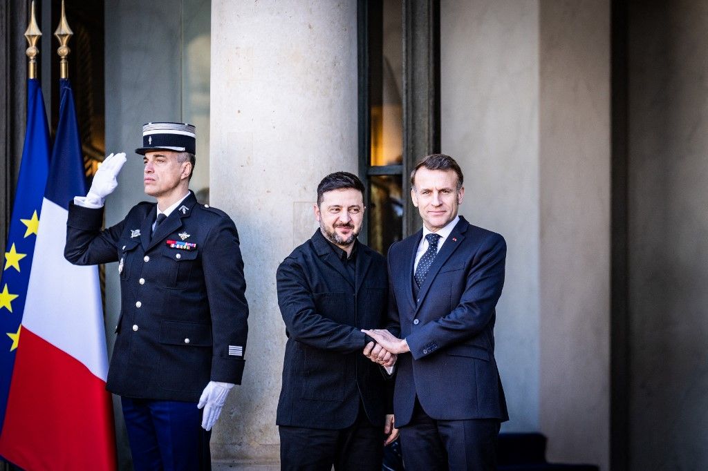 Volodimir Zelenszkij és Emmanuel Macron