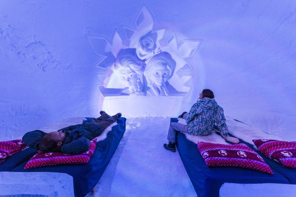 Norway, Lapland, County of Finnmark, Kirkenes, ice hotel and its ephemeral sculptures (Photo by BRUSINI Aurélien / hemis.fr / hemis.fr / Hemis via AFP)