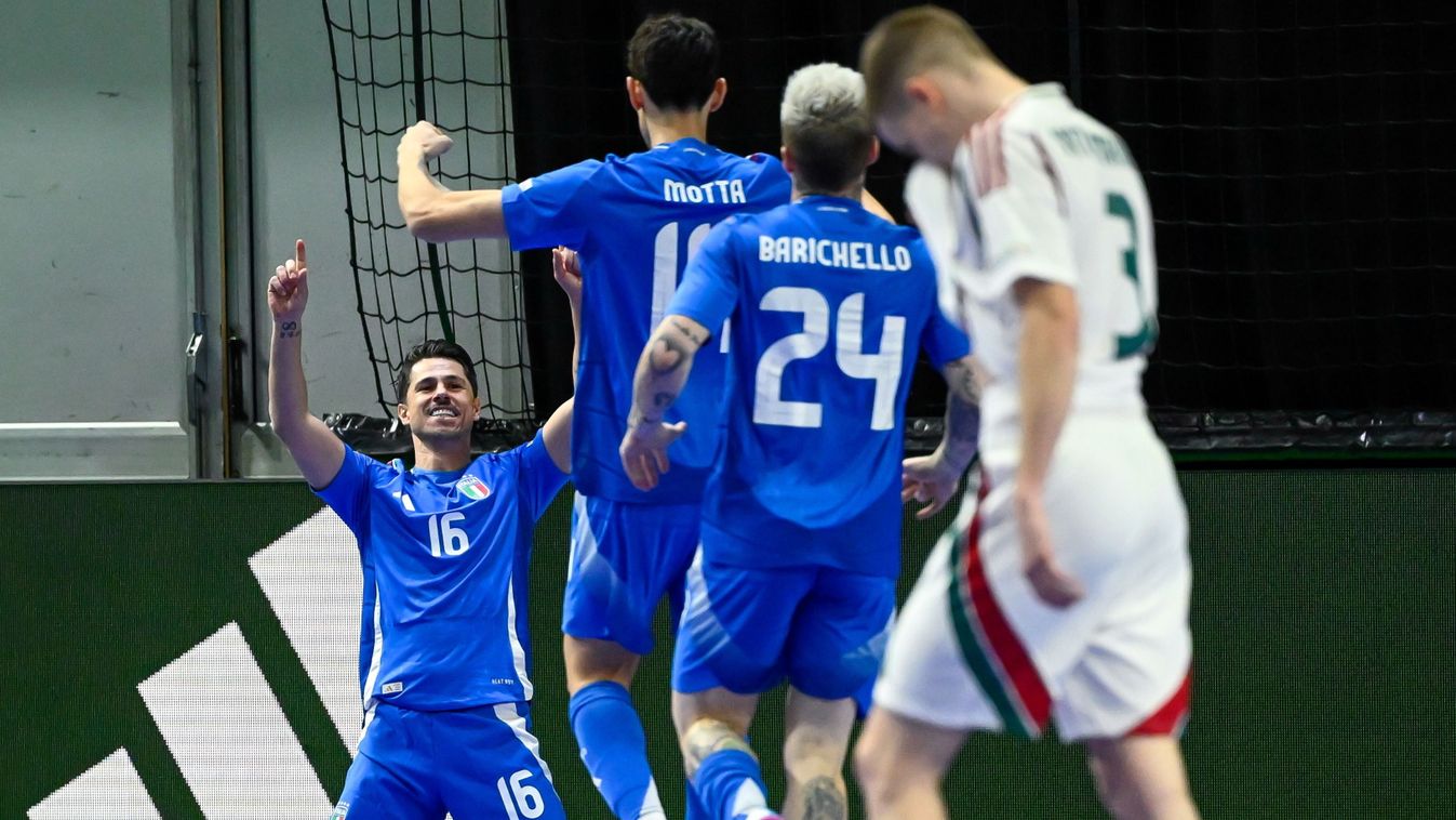 futsalválogatott
Ljubljana, 2026. január 29.
Az olasz csapat gólöröme a férfi futsal Európa-bajnokság D csoportjának 3., utolsó fordulójában játszott Olaszország - Magyarország mérkőzésen a ljubljanai Tivoli Arénában 2026. január 29-én.
MTI/Bodnár Boglárk