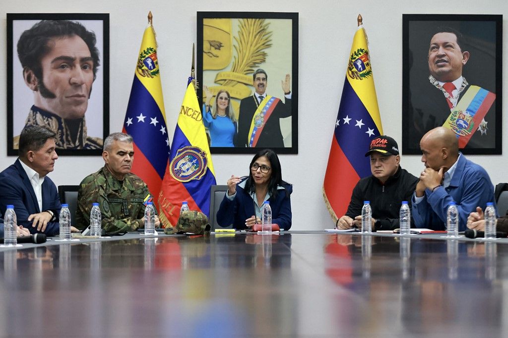Delcy Rodriguez, Venezuela ügyvivő államfője együttműködésre törekszik az amerikai kormánnyal Fotó: MARCELO GARCIA / Miraflores press office
