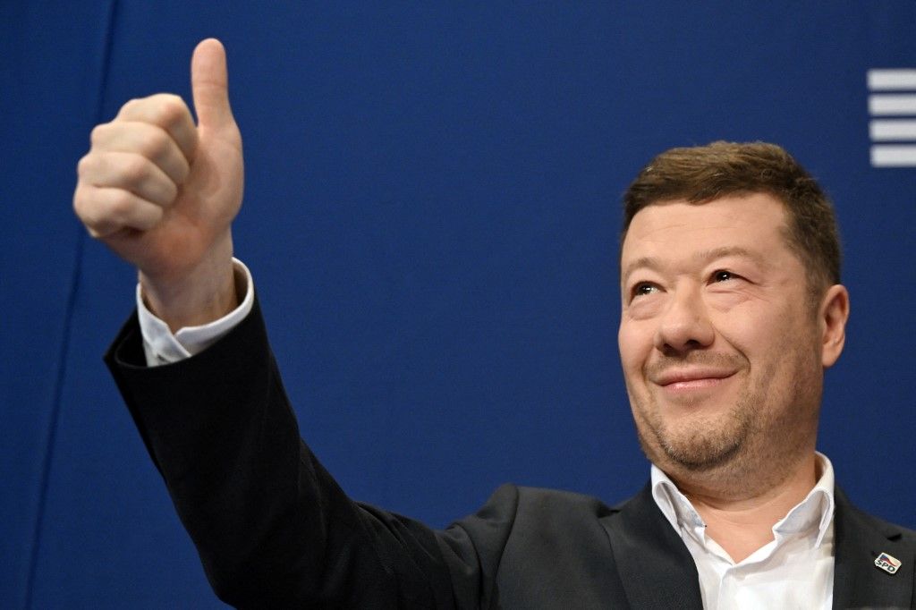 Tomio Okamura elutasította Ukrajna európai uniós tagságát és éles kritikával illette az Európai Unió álláspontját ez ügyben Fotó: MICHAL CIZEK / AFP