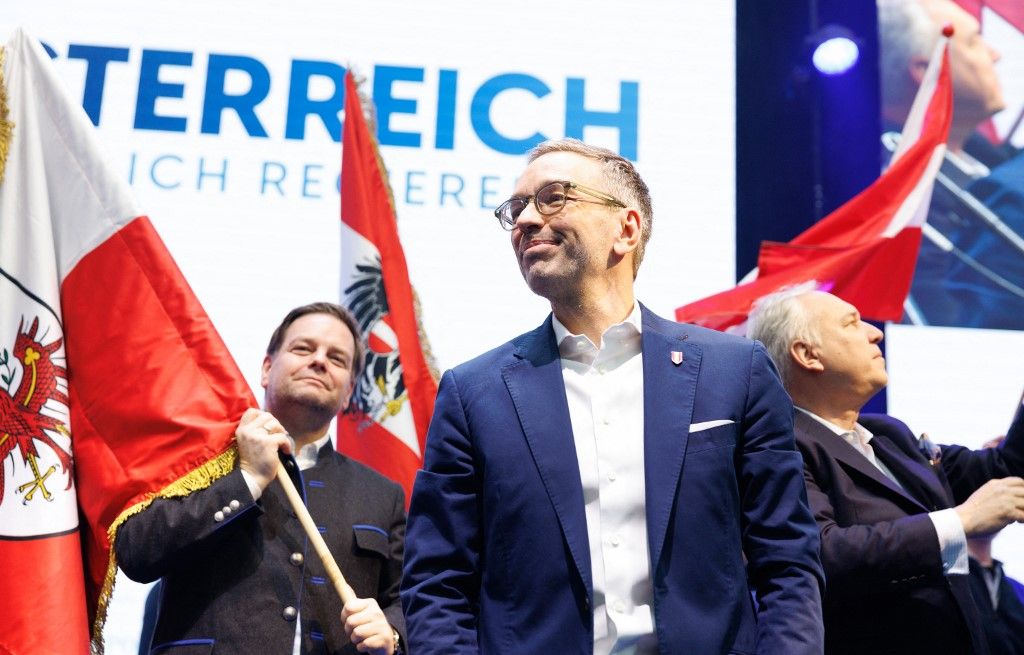 Herbert Kickl elindította az FPÖ választási kampányát (Fotó: AFP/TOBIAS STEINMAURER)