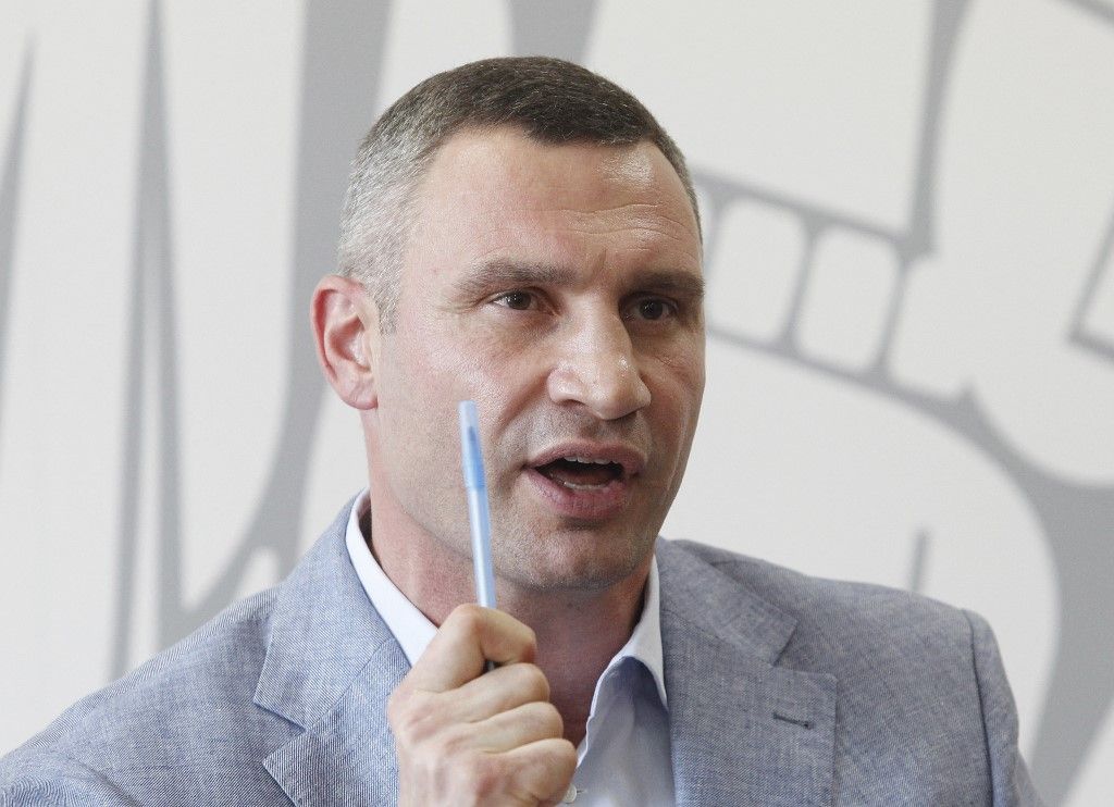 Kiev's Mayor and former heavyweight boxing champion Vitali Klitschko speaks during his a press conference in Kiev, Ukraine, on 26 July, 2019. 'On 24 July 2019 Head of Volodymyr Zelensky Presidential Administration Andriy Bohdan sent a letter to the government asking Minister of the Cabinet of Ministers Oleksandr Sayenko to submit a motion for Klitschko's dismissal as head of Kyiv City State Administration, as Ukrinform Infrom agency reported. Earlier, at a meeting with Zelensky, Klitschko was informed about the separation of powers in the management of the Ukrainian capital. At the same time, according to Klitschko, separating the powers of the Kyiv mayor and the head of Kyiv City State Administration is depriving the capital of local self-government. The Constitutional Court ruled in December 2003 that "Kyiv City State Administration should be headed only by a person elected as Kyiv's mayor', Ukrinform Infrom agency reported. (Photo by STR/NurPhoto) (Photo by NurPhoto via AFP)