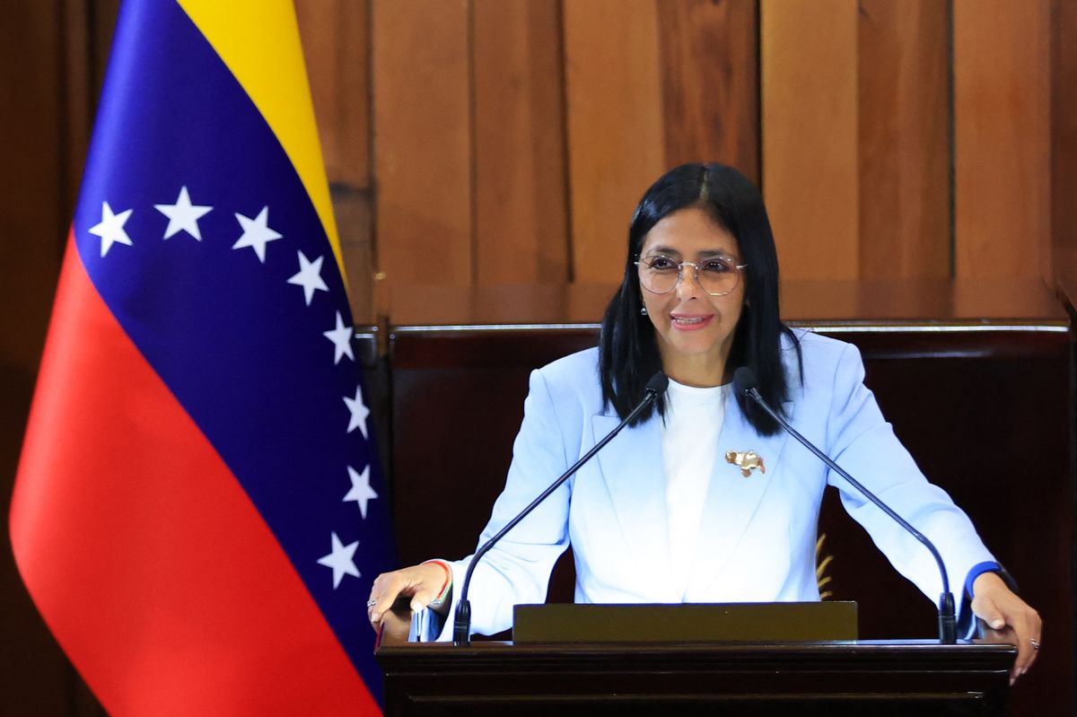 This handout picture released by the Venezuelan Presidency on January 30, 2026 shows Venezuela's interim President Delcy Rodriguez during the opening ceremony of the judicial year at the headquarters of the Supreme Court of Justice in Caracas. Venezelan interim President Delcy Rodriguez announced a "general amnesty" law in Venezuela on January 30, 2026, just days before marking one month since she took power following the overthrow of Nicolas Maduro in a US military incursion. (Photo by Efrain Gonzalez / Venezuelan Presidency / AFP) / RESTRICTED TO EDITORIAL USE - MANDATORY CREDIT "AFP PHOTO / VENEZUELAN PRESIDENCY / EFRAIN GONZALEZ" - HANDOUT - NO MARKETING NO ADVERTISING CAMPAIGNS - DISTRIBUTED AS A SERVICE TO CLIENTS