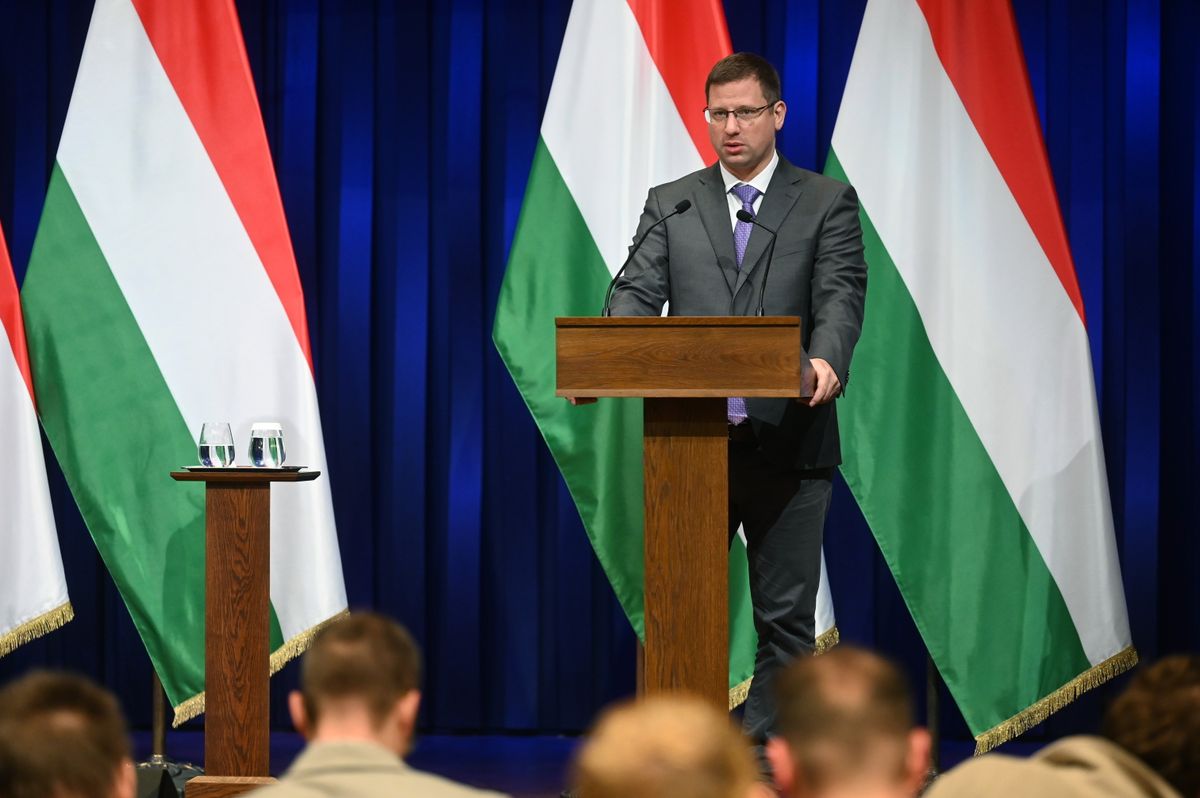 Gulyás Gergely a január 9-ai kormányinfón leszögezte, Ukrajna helye nem az Európai Unióban van (Fotó: Balogh Zoltán/MTI)