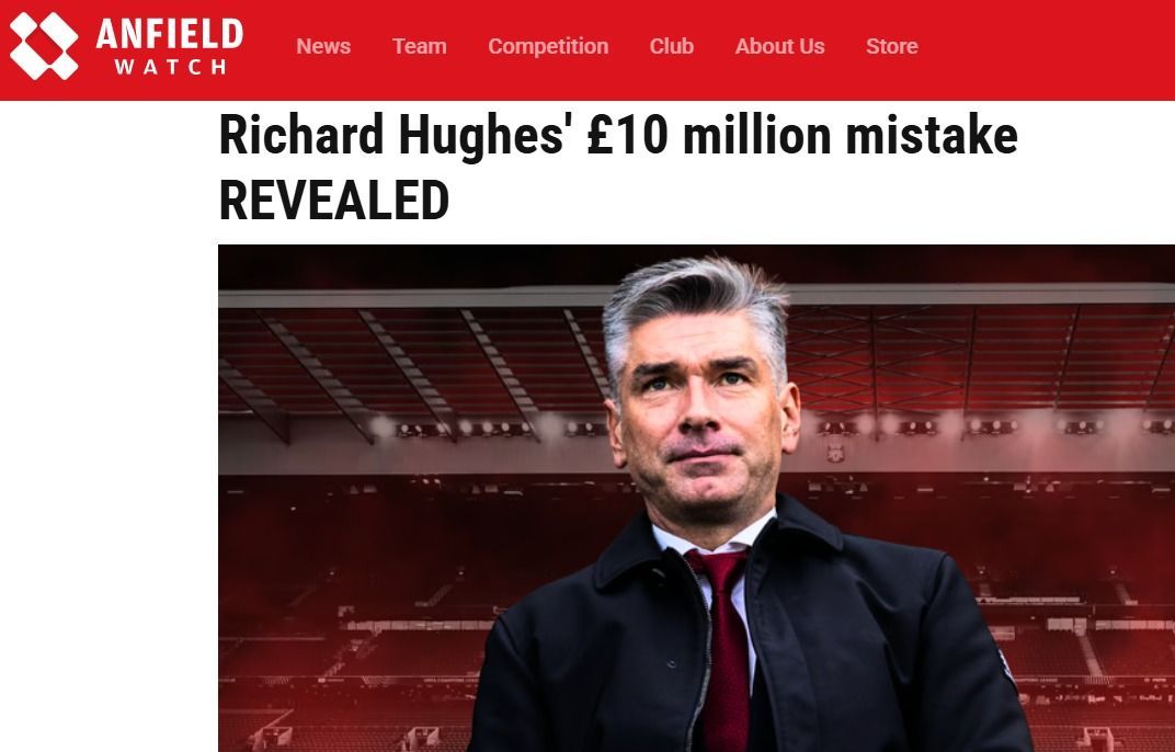 Richard Hughes, a Liverpool sportigazgatója tízmillió fontos hibát követett el