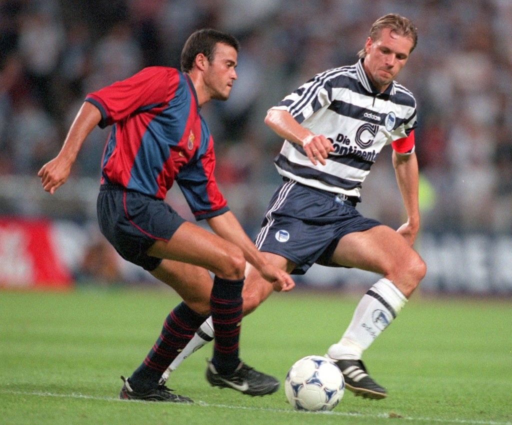 Kjetil Rekdal (jobbra) Luis Enrique, azaz a Hertha a Barcelona ellen egy 1998-ban lejátszott mérkőzésen