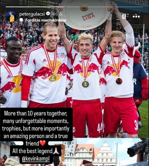 Gulácsi Péter üzenete Kevin Kampl távozása után
