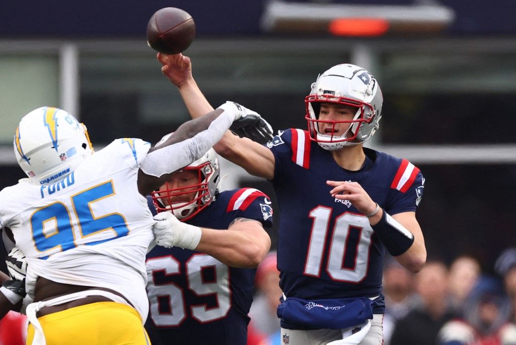 Drake Maye eddig egyszer játszott a Los Angeles Chargers ellen, akkor 40-7-re kikapott a New England Patriots