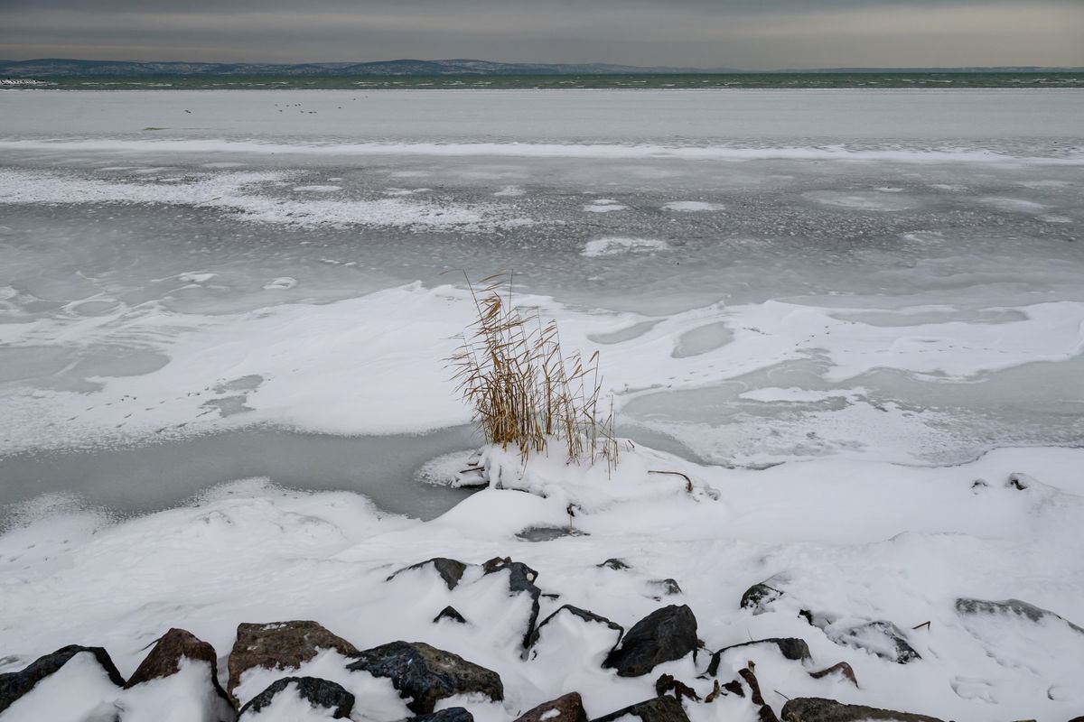 Siófok, 2026. január 7.
A jegesedő Balaton Siófoknál 2026. január 7-én.
MTI/Vasvári Tamás